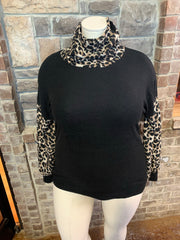 11 CP-A {Cat Ears} Leopard Black Top With Mask  PLUS SIZE L XL 2X