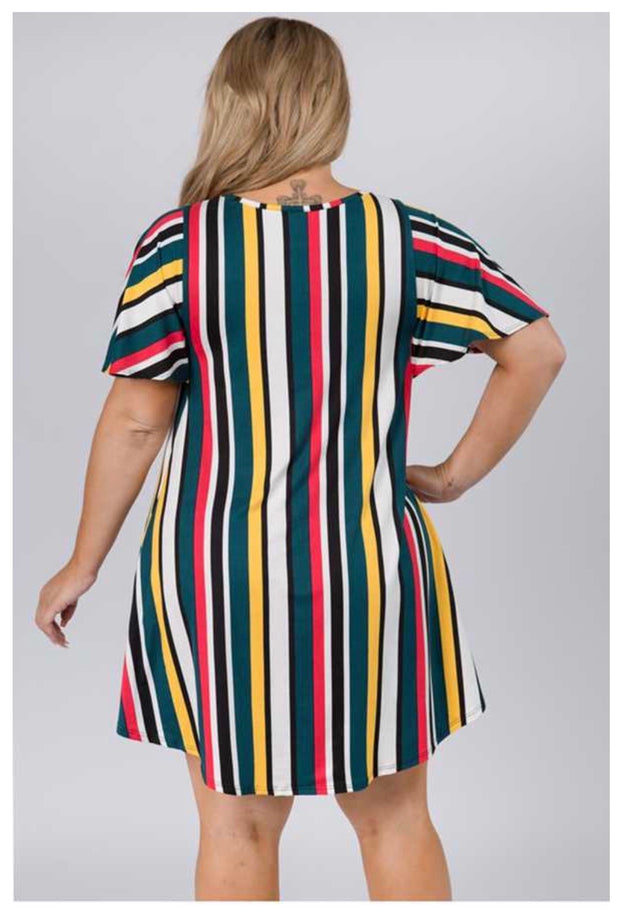 PSS-C {Charming Lady} Multi Color Vertical Stripe Tunic *SALE!!* PLUS SIZE 1X 2X 3X