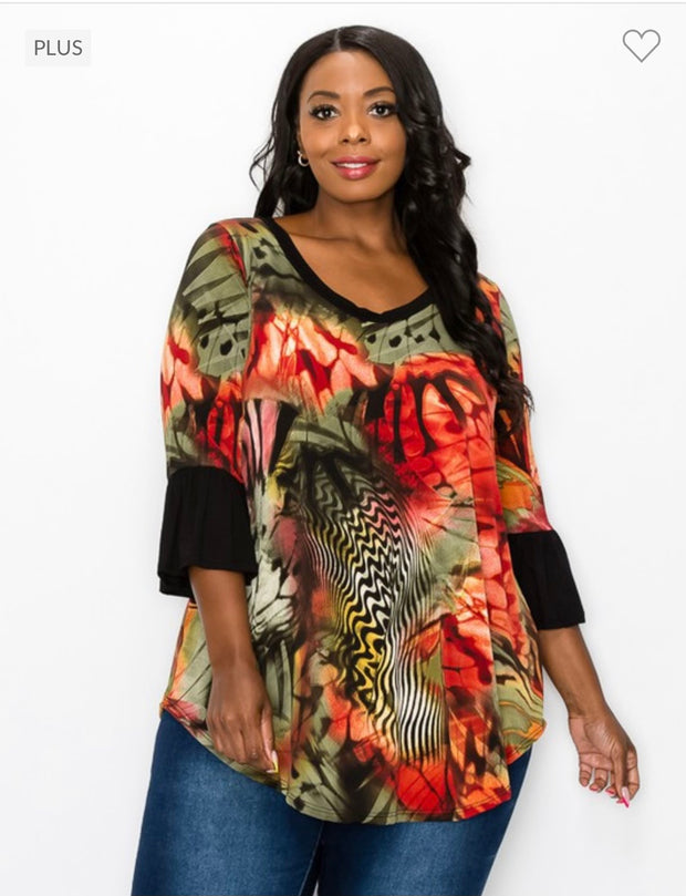 74 PSS-Z {Perfect To Me} Orange Animal Print Tunic CURVY BRAND!!! EXTENDED PLUS SIZE 4X 5X 6X