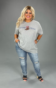 65 GT-H {Nashville Boot} Heather Grey Graphic Tee PLUS SIZE 1X 2X 3X