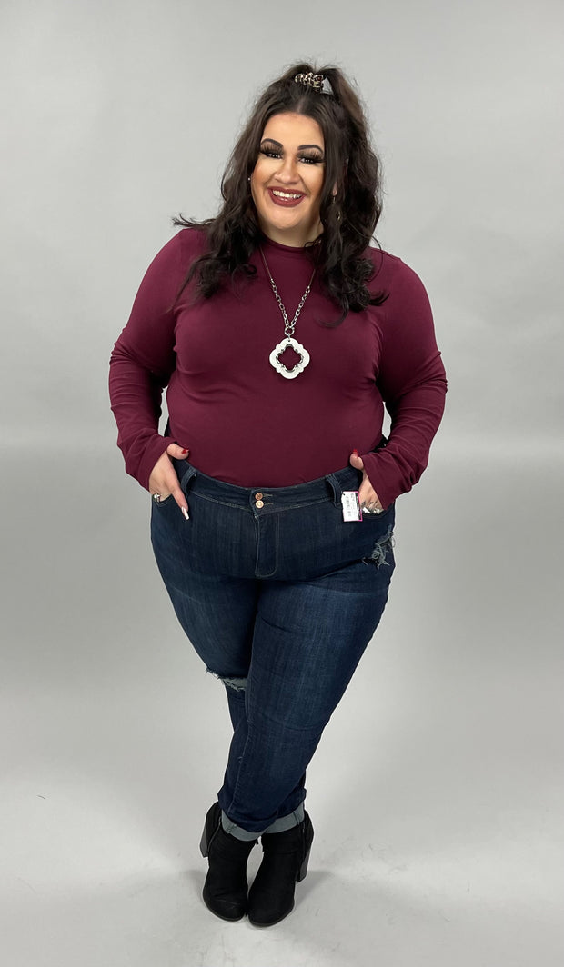 12 OR 56 SLS-B {Admiring Style} Burgundy High Neck Top PLUS SIZE 1X 2X 3X