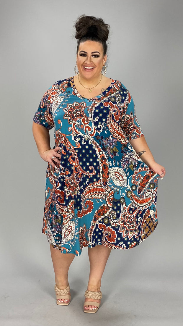 75 PSS-D {An Elegant Affair} Multi-Color Printed Dress EXTENDED PLUS SIZE 3X 4X 5X