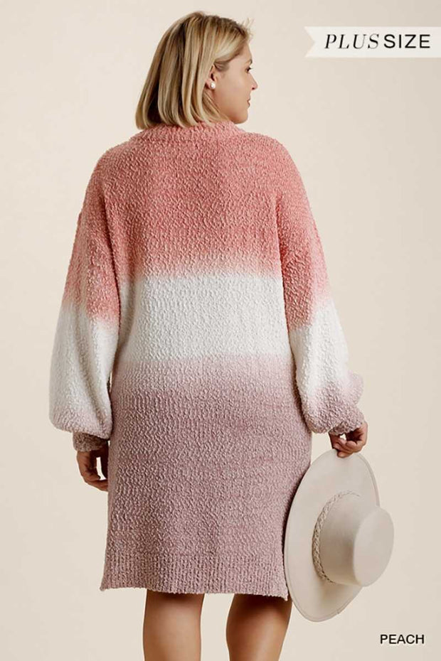 23 PLS-G {Lady Like} Umgee Peach Sweater Dress SALE!! PLUS SIZE XL 1X 2X