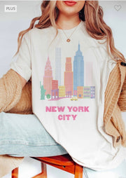 30 GT-D {New York City} Cream Graphic Tee PLUS SIZE 1X 2X 3X