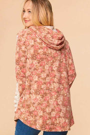 31 HD-B {Wildflower Fantasy} Mauve/Rust Hoodie Sleeve Detail PLUS SIZE 1X 2X 3X