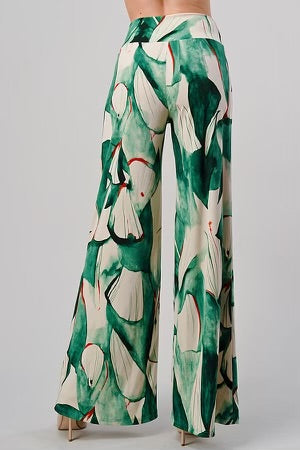 BT-X {Paradise Dreams} Green Floral Palazzo Pants PLUS SIZE 1X 2X 3X