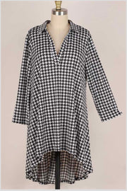 12 PLS-D {Mad About You} Black/White Houndstooth Tunic PLUS SIZE 1X 2X 3X