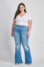 LEG-44 or BT-M  {Ms. Cello} Medium High Rise Flare Jeans PLUS SIZE 14  16  18  20  22