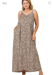 LD-L {Unstoppable} Brown Leopard Print Maxi Dress PLUS SIZE 1X 2X 3X