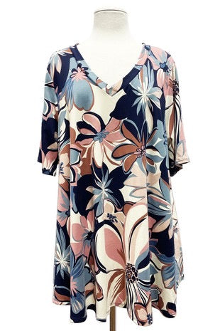 76 PSS-O {Delight In The Garden} Multi-Color Floral Print Top EXTENDED PLUS SIZE 3X 4X 5X