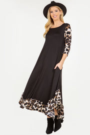 LD-U {Leopard All Around} Black/Leopard Print Dress PLUS SIZE XL 2X 3X