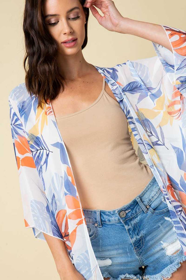 OT-M {Palm Beach} Sheer Blue/Orange/ Yellow Cardigan PLUS SIZE 1X 2X 3X ***FLASH SALE***