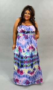 LD-V { Watercolor Wonder Strapless Multi-Color Long Dress PLUS SIZE 1X 2X 3X