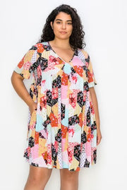 30 PSS-V {Patchwork Perfection} Multi Color Patchwork Dress EXTENDED PLUS 4X 5X 6X *** FLASH SALE***