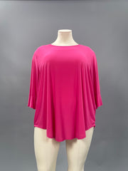 86 SQ-B {Living In Comfort} FUCHSIA Round Neck Tunic CURVY BRAND!!!  EXTENDED PLUS SIZE XL 2X 3X 4X 5X 6X