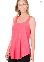 64 SV-C {Simply Delightful} Neon Coral Sleeveless Tank PLUS SIZE 1X 2X 3X