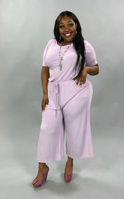 RP-L {Jump For Joy} Dusty Lilac Jumpsuit with Tie Neck/Elastic Waist PLUS SIZE 1X 2X 3X ***FLASH SALE***