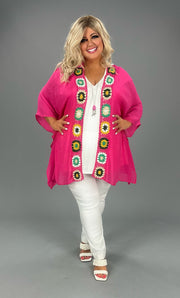 40 OT-A {Maybe Some Day} Umgee  SALE!! Hot Pink Kimono PLUS SIZE XL/1X  1X/2X