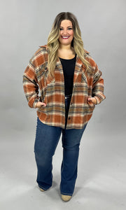 98 or 96 OT-P {Bonfire Beauty} Rust Plaid Flannel with Pockets PLUS SIZE 1X 2X 3X Shacket