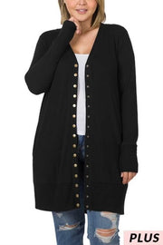 20 OT-B {Cute As A Button} Black Button Up Cardigan PLUS SIZE 1X 2X 3X