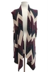 75 OT-R {Taking Precautions} Multi-Color Chevron Print Vest EXTENDED PLUS SIZE 3X 4X 5X