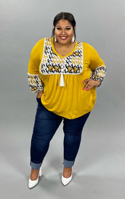 93 CP-E {Block Party} Mustard/Houndstooth Print Top PLUS SIZE 1X 2X 3X SALE!!!