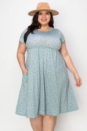 90 PSS-C {About The Leopard} Blue Leopard Babydoll Dress PLUS SIZE XL 2X 3X