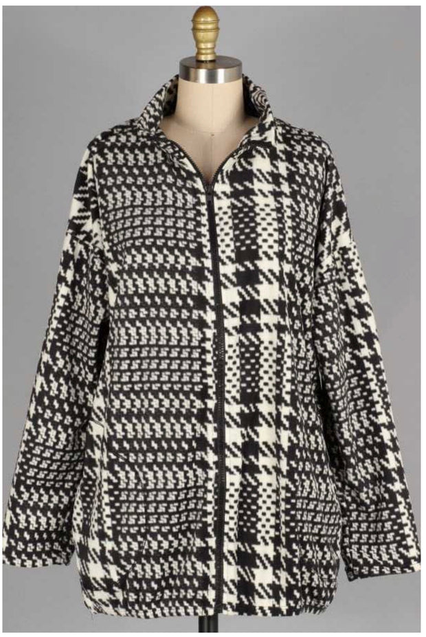 60 OR 26 OT-C {Smooth Moves}  Black White Printed Jacket SALE!! PLUS SIZE XL 2X 3X