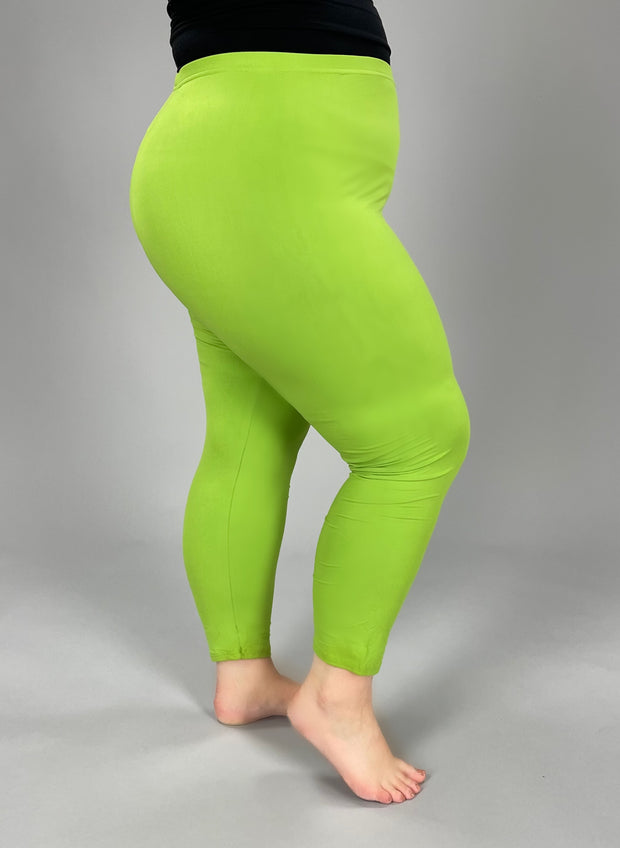 LEG-B {Get On Up} Lime Butter Soft Capri Leggings EXTENDED PLUS SIZE 3X - 5X