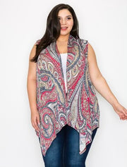 23 OT-R {Called Out} Multi-Color Paisley Vest EXTENDED PLUS SIZE 3X 4X 5X