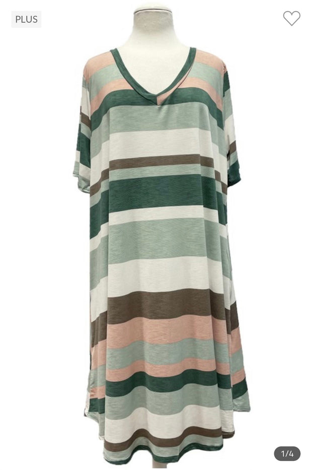 30 PSS-E {Stripes of Perfection} Multi Color Stripe Dress EXTENDED PLUS 3X 4X 5X