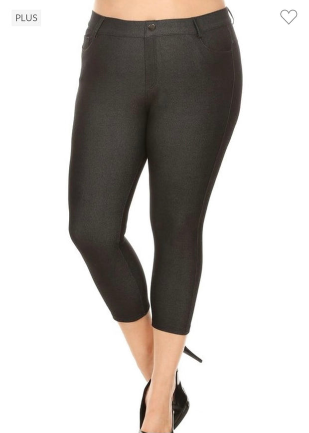 LEG {Black Revolution} Black Capri Jeggings PLUS SIZE 1X 2X 3X