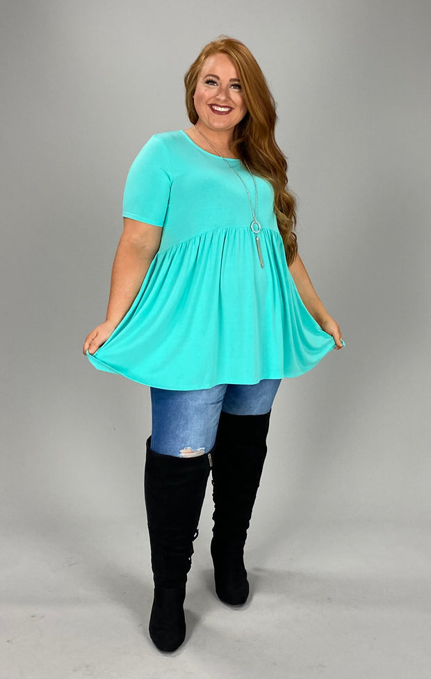 34 SSS-D {Feeling The Love} Mint Babydoll Tunic PLUS SIZE 1X 2X 3X