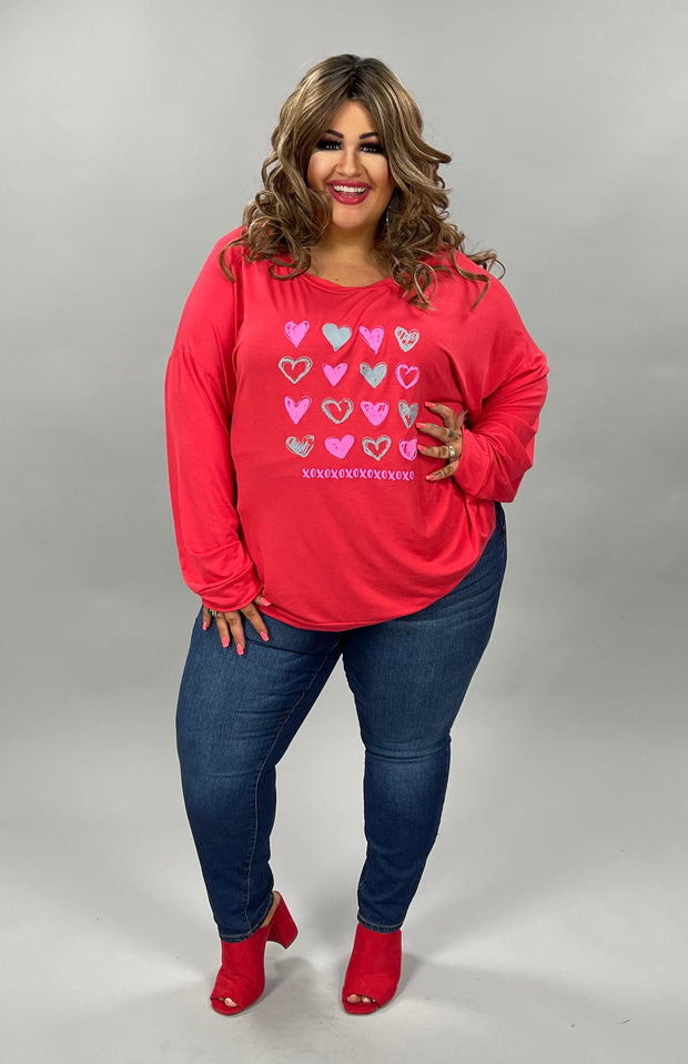 93 GT-A {Even Sweeter} Red Heart XOXO  Top PLUS SIZE 1X 2X 3X