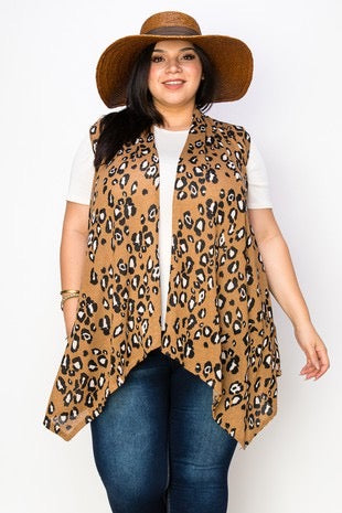 26 OT-A {On My Mind} Toffee Leopard Print Vest EXTENDED PLUS SIZE 3X 4X 5X