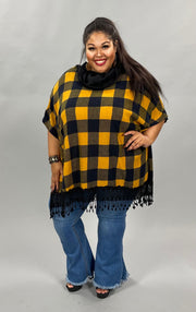 15 PSS-B {Cloak Me In Plaid}  Mustard/Black Plaid Top SALE!!! PLUS SIZE 1X 2X 3X