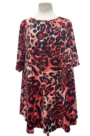 86 PSS-B {Dreaming In Red} Red Animal Print Top EXTENDED PLUS SIZE 3X 4X 5X