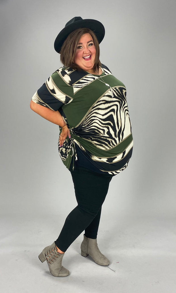 55 PSS-H {Lovely Posing}  Olive Zebra Print Top CURVY BRAND EXTENDED PLUS SIZE 4X 5X 6X