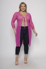 48 OT-C {On Vacation Time} Fuchsia Sheer Duster PLUS SIZE XL 2X 3X