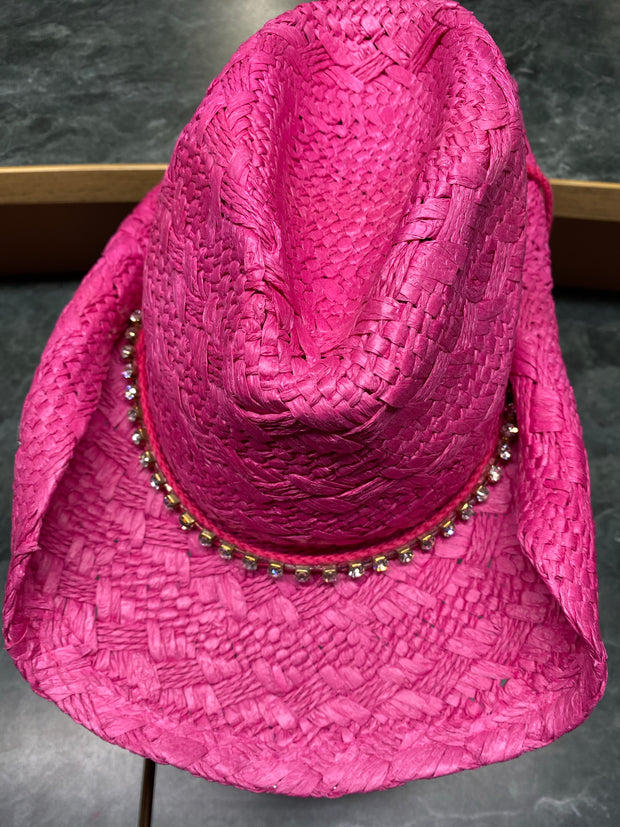 HAT-Straw Cowgirl Hat  ***FLASH SALE***with Rhinestone Band