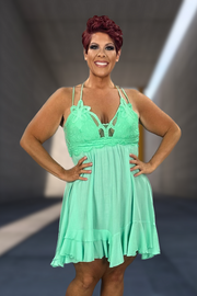 54 SV-X {Radiant Vision} Mint Spaghetti Strap Dress PLUS SIZE 1X 2X 3X