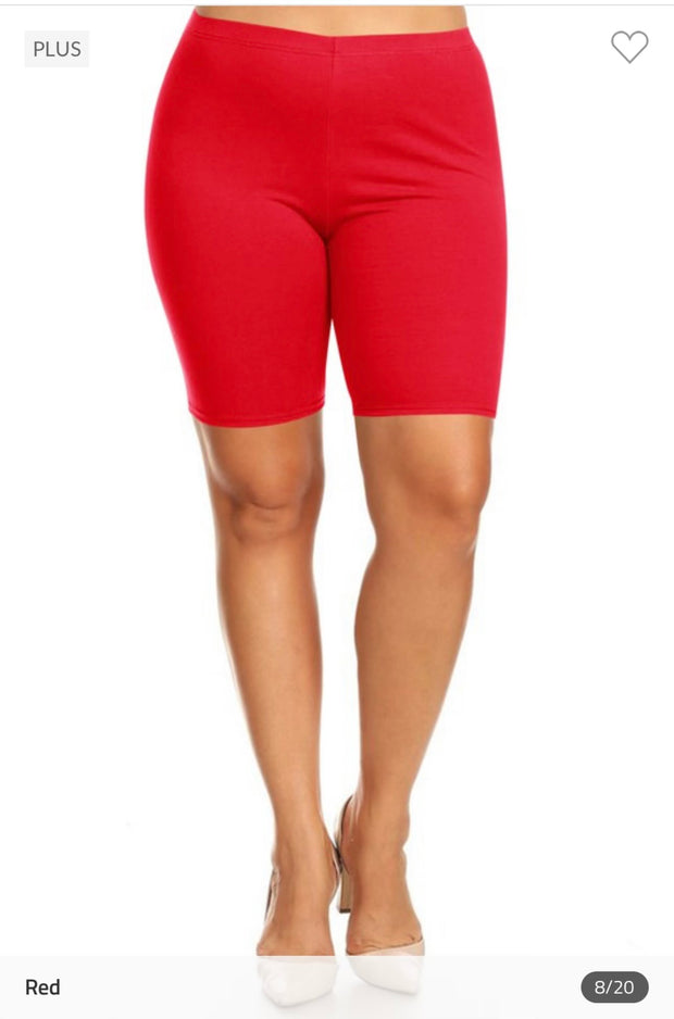 LEG-   {Confident Choice} Red Biker Shorts PLUS SIZE 1X 2X 3X