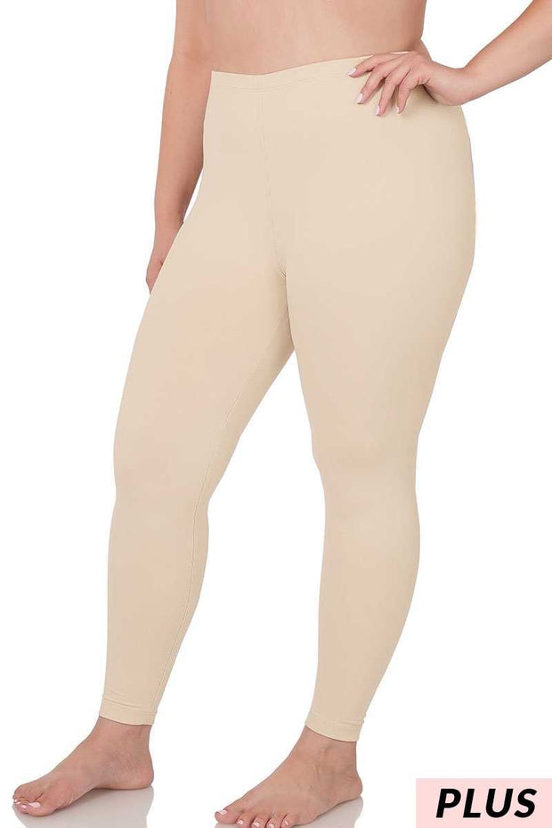 LEG -98   {Bend My Way} Sand Beige "Butter Soft" Full Length Leggings PLUS SIZE 1X 2X 3X