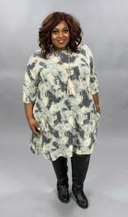 PQ-S {Campfire Nights} ***FLASH SALE***Charcoal Tie Dye Knit Dress EXTENDED PLUS SIZE 4X 5X 6X