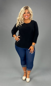 58 SQ-K {Chase The Good} Black Round Neck Top PLUS SIZE 1X 2X 3X