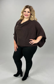 59 OR 26 SSS-E {Fashion Draped}  Brown Poncho W/Draped Neck PLUS SIZE 1X 2X 3X