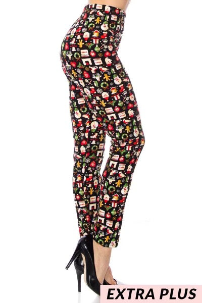 BIN 99 {Let The Fun Begin} Black Christmas Leggings PLUS SIZE