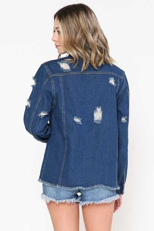 21 OT-C {Wrangle Me Up} Distressed Denim Jacket PLUS SIZE 1X/2X  2X/3X