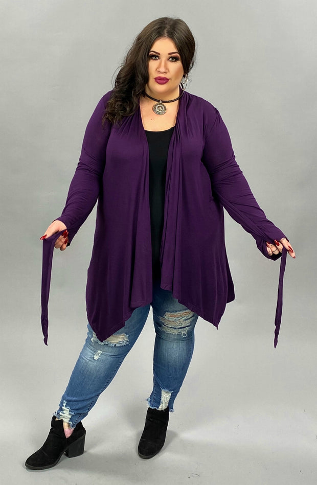 41 OT-D {Careful Heart} Purple Tie Front Cardigan SALE!!  PLUS SIZE XL 2X 3X