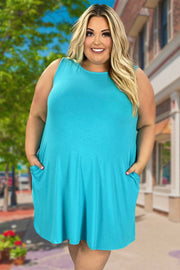 23 SV-D {Simply Charming} Ice Blue Sleeveless Dress PLUS SIZE 1X 2X 3X